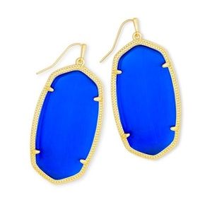 Kendra Scott Danielle Earrings in Cobalt Cat's Eye Glass, Gold-Plated